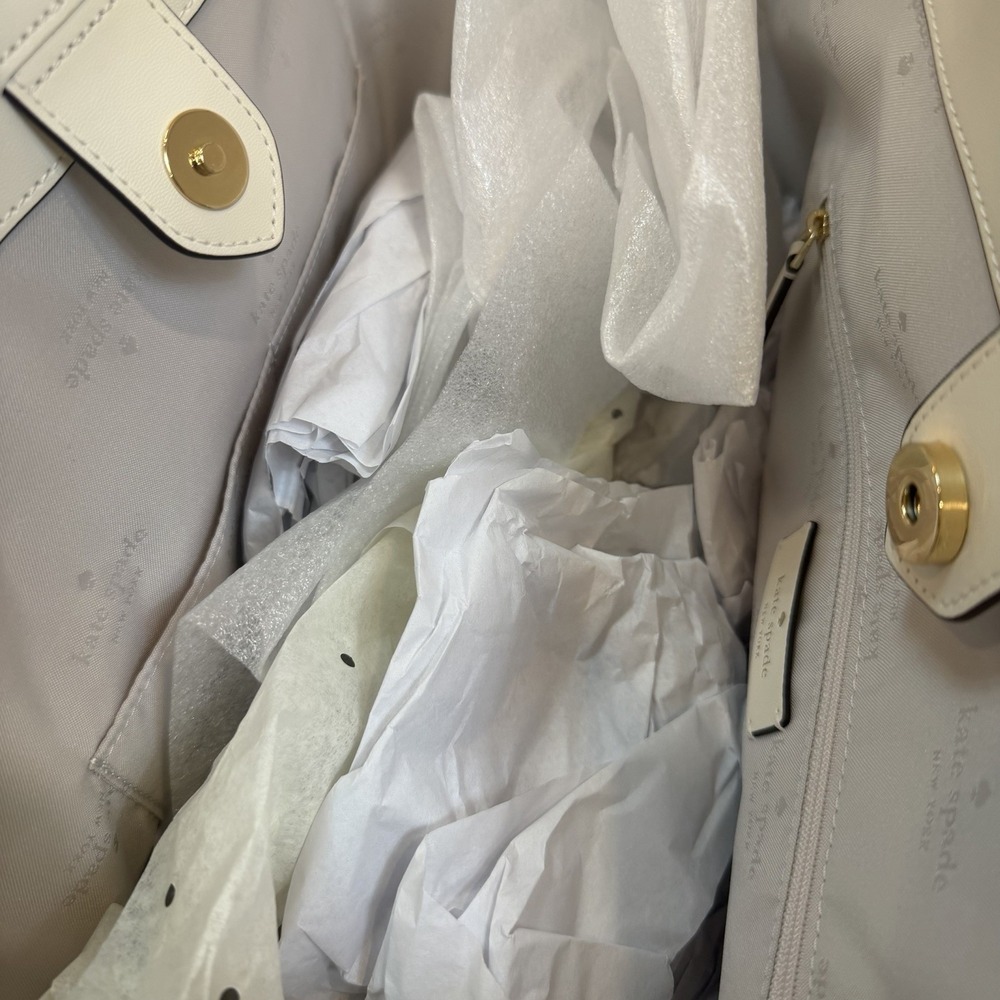 NWT Kate Spade KN624 Cece Pebbled Leather Large Tote Set In Meringue BEIGE - Picture 13 of 13